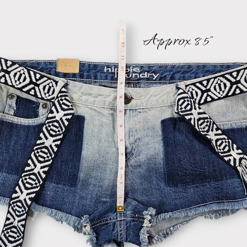 Hippie Laundry Boho Denim Belted Frayed Hem Shorts - Picture 9 of 12